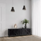 SHIMMER SPIDERGRAM 3-Door TV Stand in Black Finish