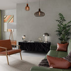 SHIMMER SPIDERGRAM 3-Door TV Stand in Black Finish