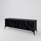 SHIMMER SPIDERGRAM 3-Door TV Stand in Black Finish