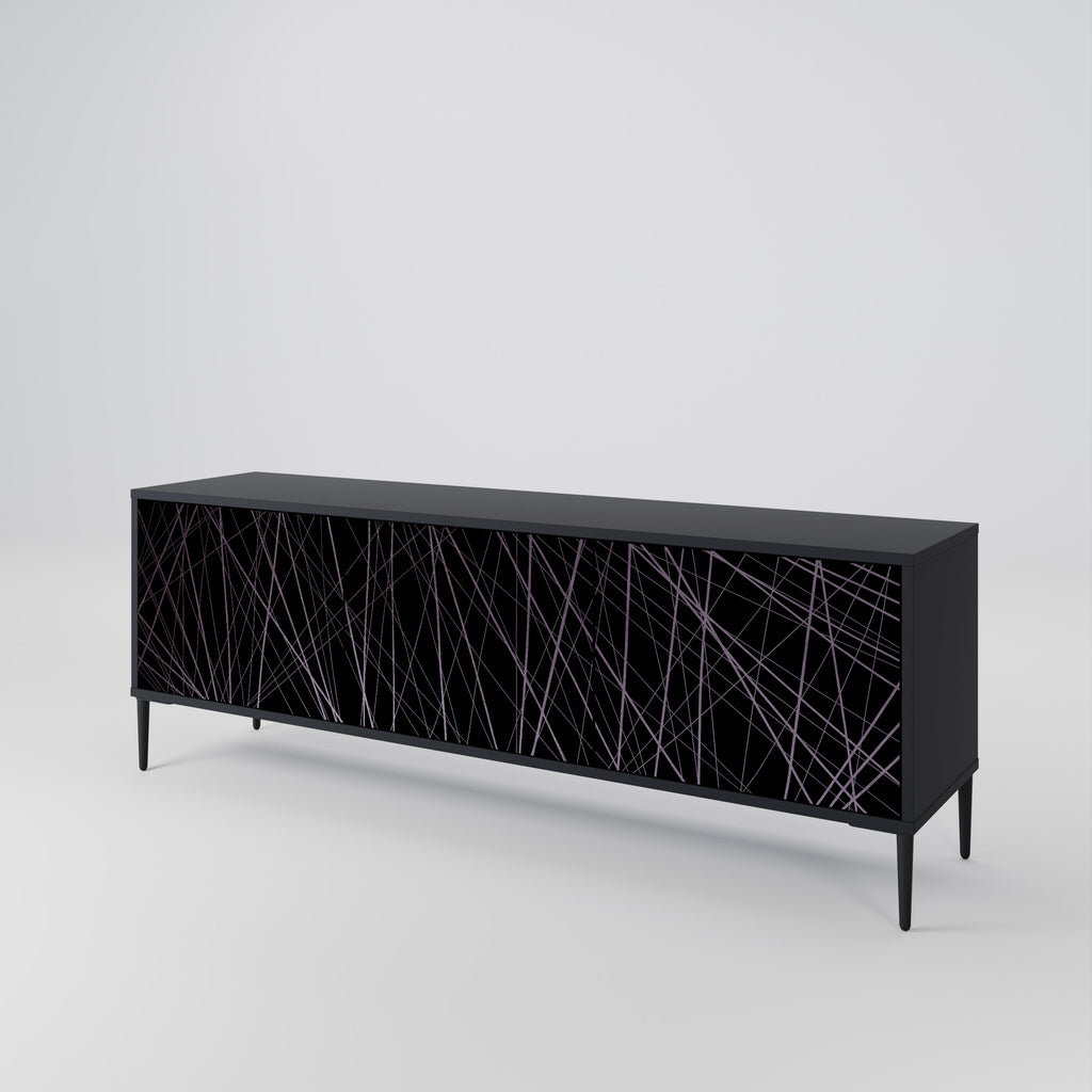 Mueble de TV de 3 puertas SHIMMER SPIDEGRAM con acabado negro
