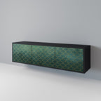 TESSELATED GREENERY Mueble de TV de 3 Puertas en Acabado Negro