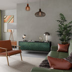 TESSELATED GREENERY Mueble de TV de 3 Puertas en Acabado Negro