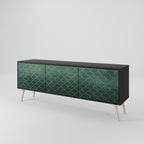 TESSELATED GREENERY Mueble de TV de 3 Puertas en Acabado Negro