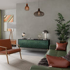 TESSELATED GREENERY Mueble de TV de 3 Puertas en Acabado Negro