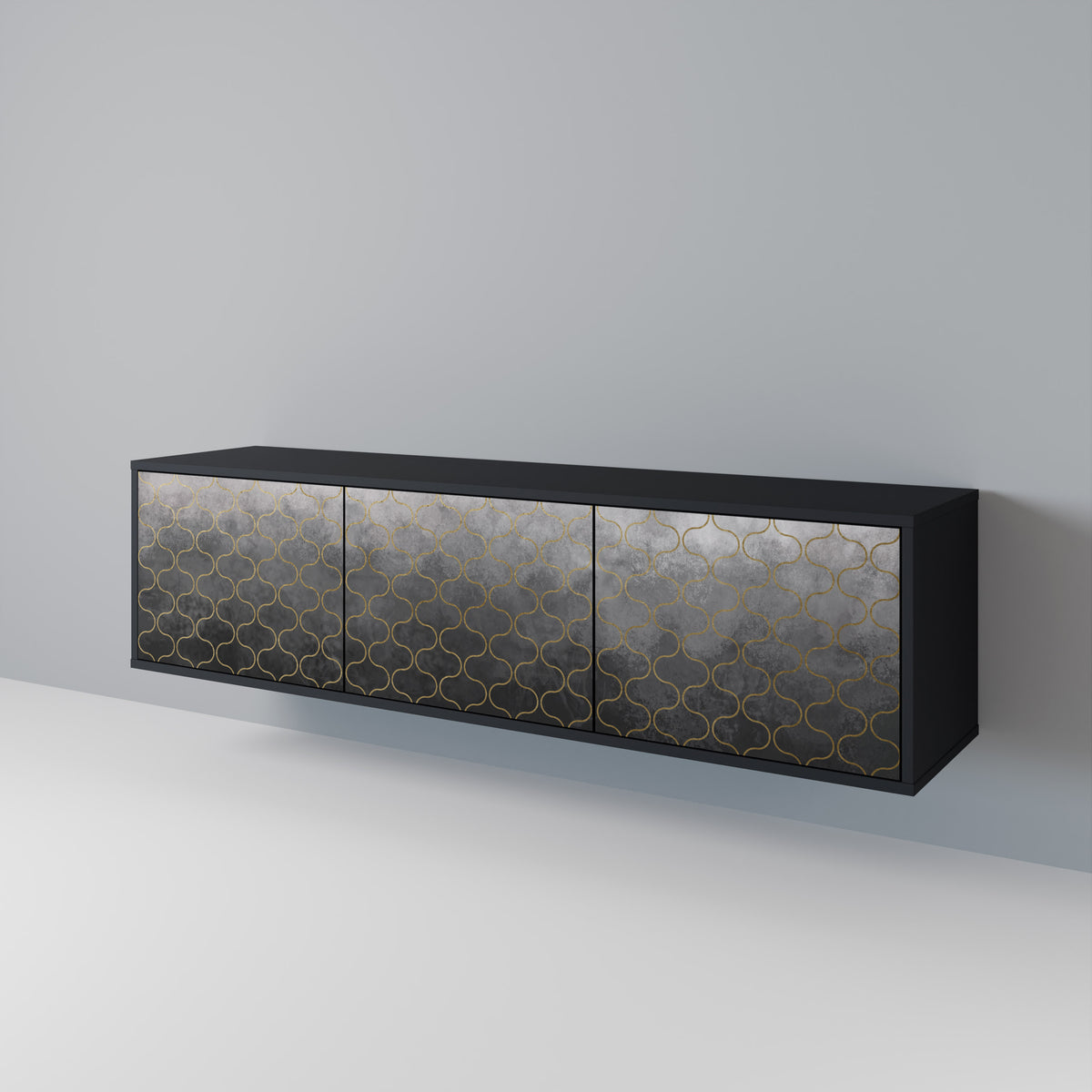 TESSELATED GRAYISH Mueble de TV de 3 Puertas