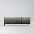 TESSELATED GRAYISH Mueble de TV de 3 Puertas en Acabado Negro