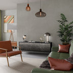 TESSELATED GRAYISH Mueble de TV de 3 Puertas en Acabado Negro