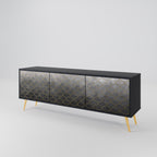 TESSELATED GRAYISH Mueble de TV de 3 Puertas en Acabado Negro