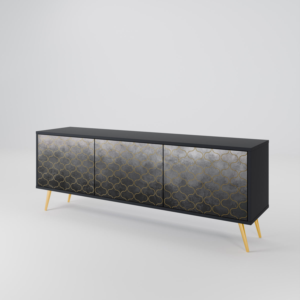 TESSELATED GRAYISH Mueble de TV de 3 Puertas