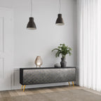 TESSELATED GRAYISH Mueble de TV de 3 Puertas en Acabado Negro