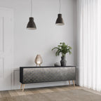 TESSELATED GRAYISH Mueble de TV de 3 Puertas en Acabado Negro