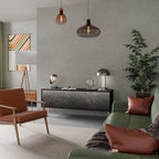 TESSELATED GRAYISH Mueble de TV de 3 Puertas en Acabado Negro