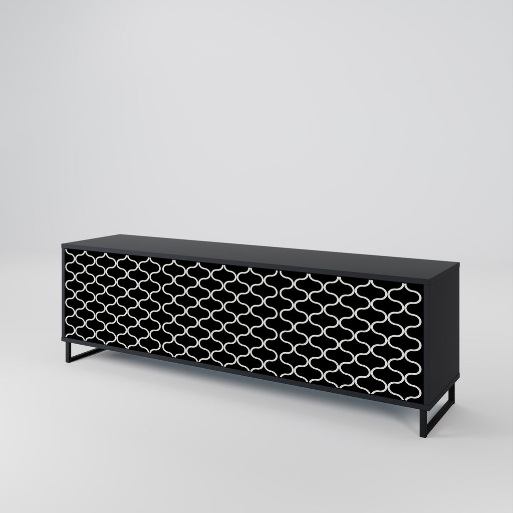Mueble para TV de 3 puertas TESSELATED BLACKNESS con acabado negro