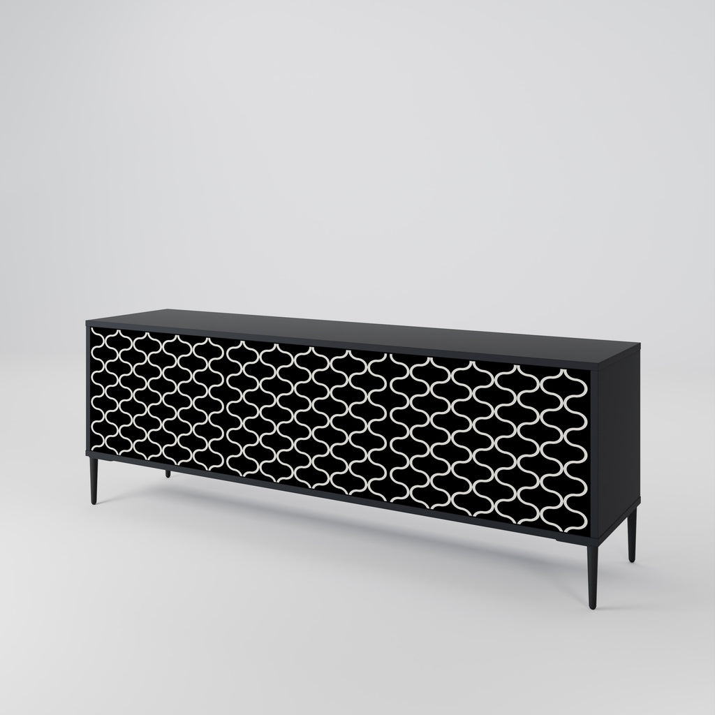 Mueble para TV de 3 puertas TESSELATED BLACKNESS con acabado negro