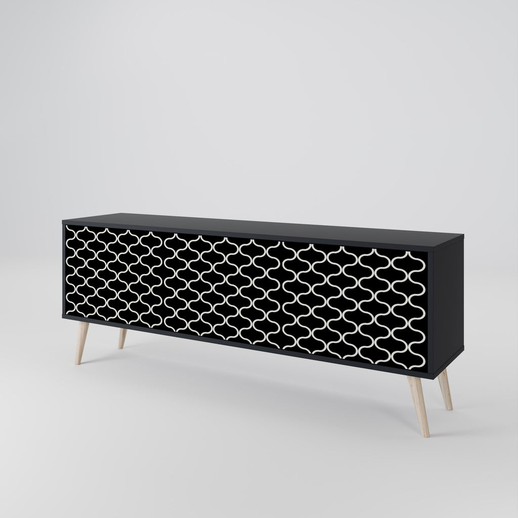Mueble para TV de 3 puertas TESSELATED BLACKNESS con acabado negro
