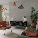 TESSELATED BLACKNESS Mueble de TV de 3 Puertas en Acabado Negro