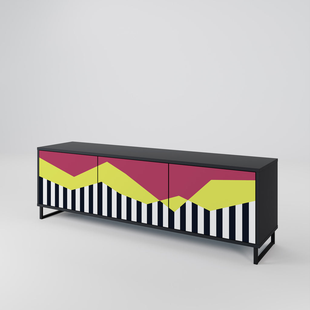 Mueble de TV PIANO FANTASY de 3 puertas con acabado negro