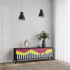 PIANO FANTASY 3-Door TV Stand in Black Finish