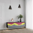 PIANO FANTASY 3-Door TV Stand in Black Finish