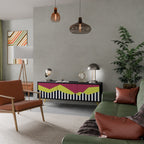 PIANO FANTASY 3-Door TV Stand in Black Finish