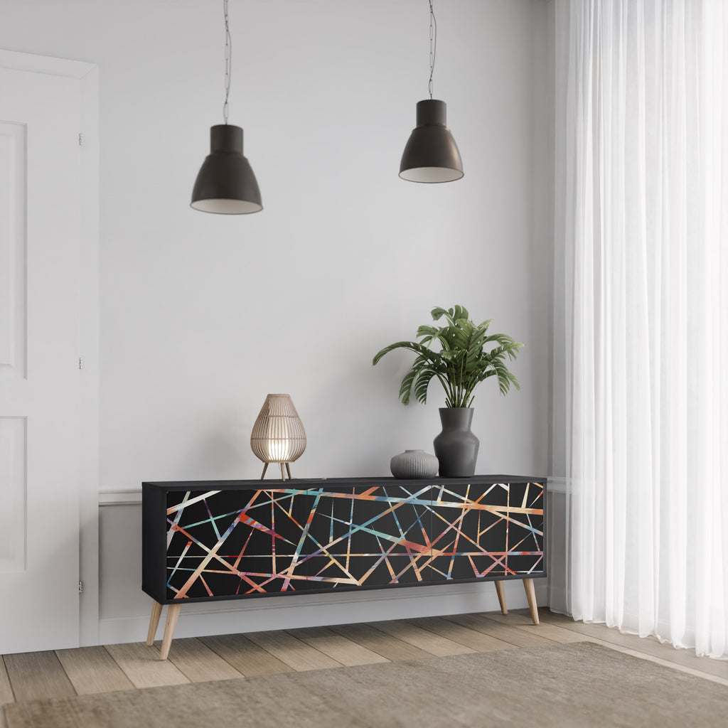 Mueble de TV de 3 puertas POLYGON VERVE en acabado negro
