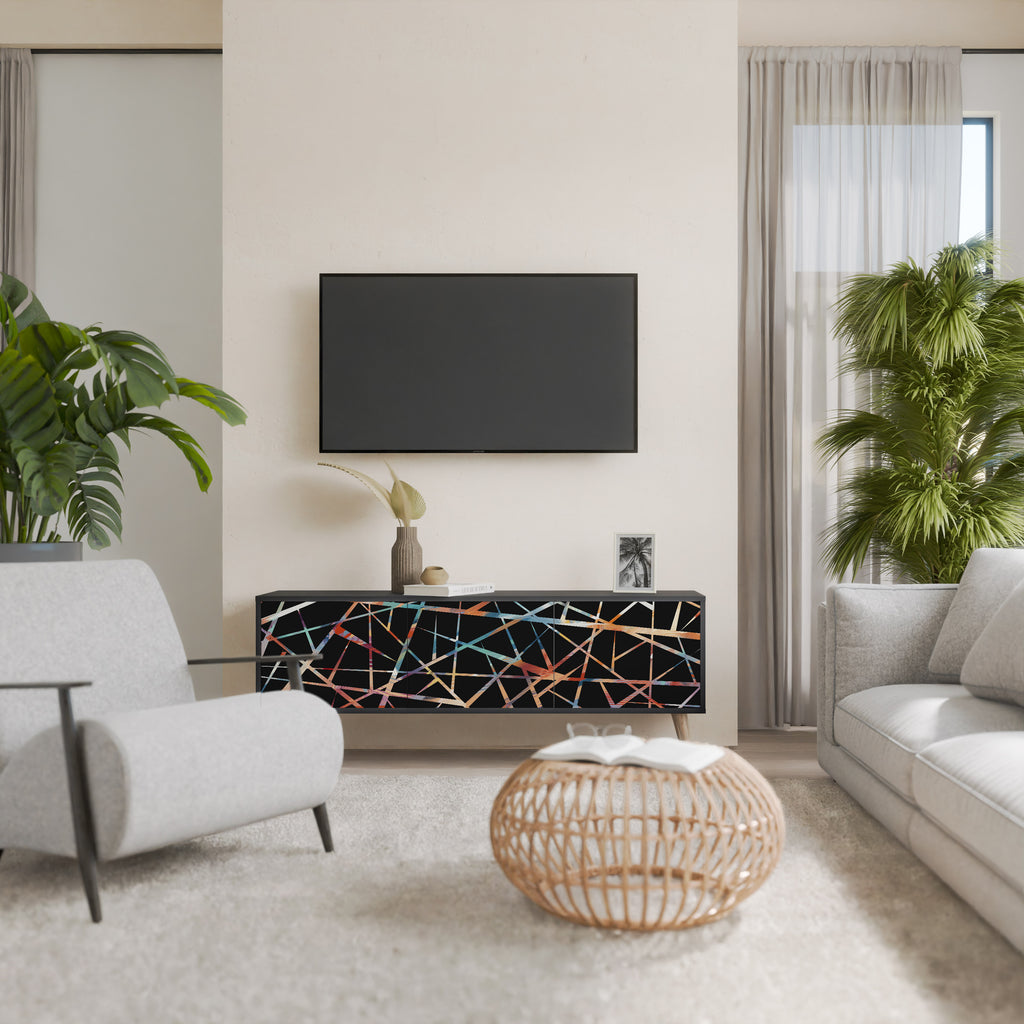Mueble de TV de 3 puertas POLYGON VERVE en acabado negro