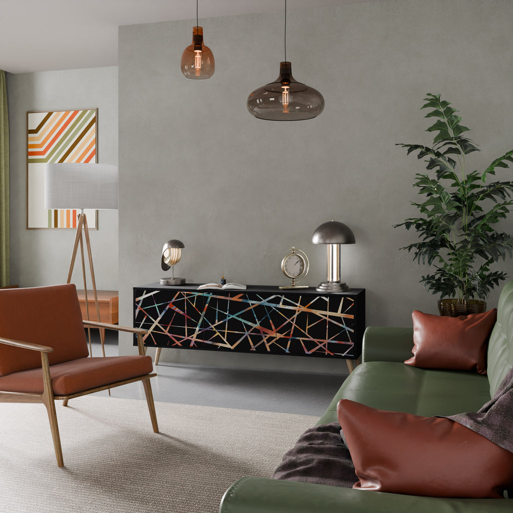 Mueble de TV de 3 puertas POLYGON VERVE en acabado negro