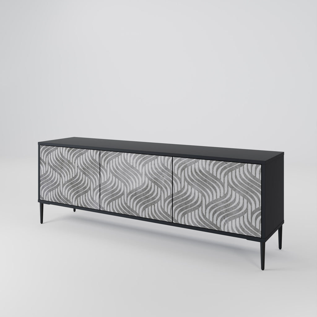 Mueble de TV de 3 puertas CONCRETE MOVEMENT con acabado negro