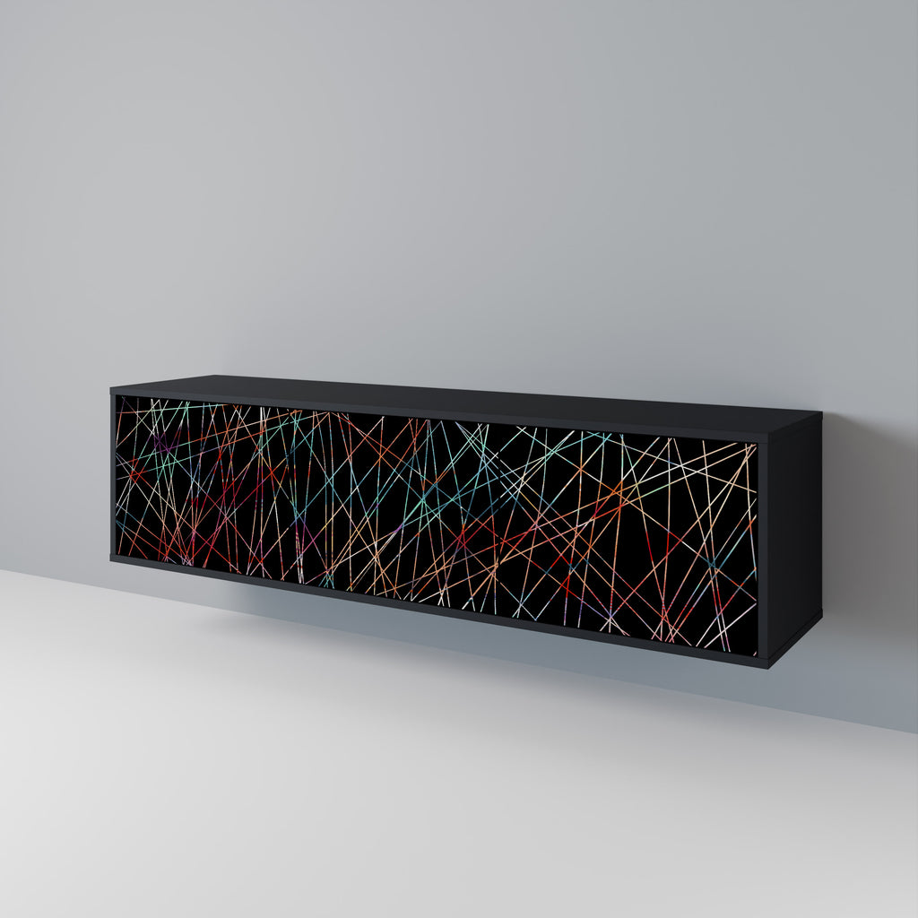 Mueble de TV de 3 puertas LUMINOUS SNARE con acabado negro