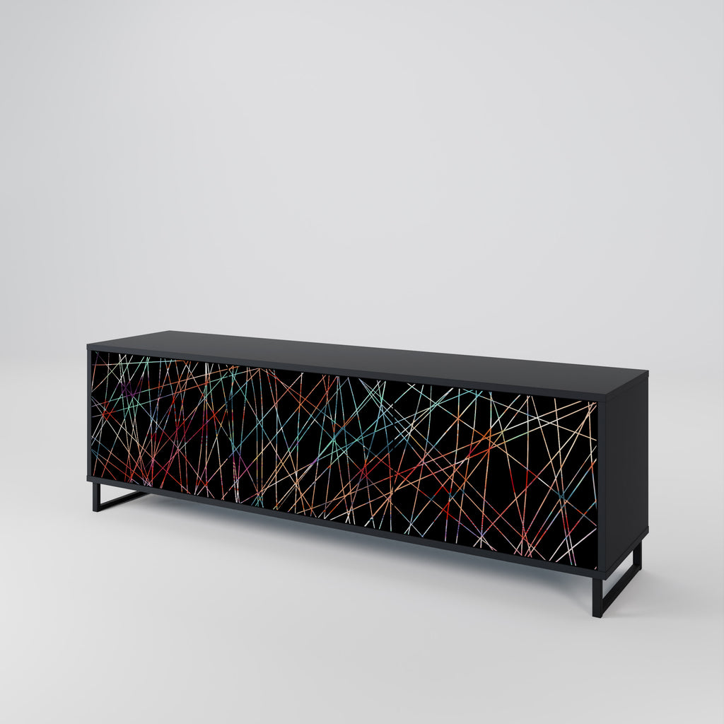 Mueble de TV de 3 puertas LUMINOUS SNARE con acabado negro
