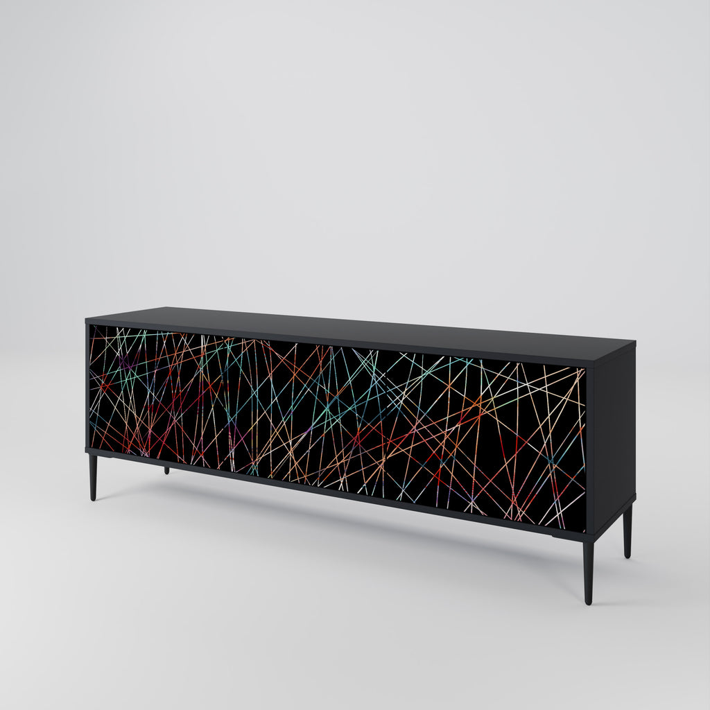 Mueble de TV de 3 puertas LUMINOUS SNARE con acabado negro