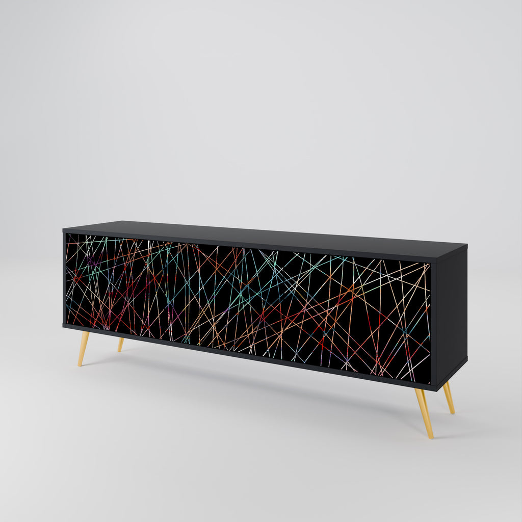 Mueble de TV de 3 puertas LUMINOUS SNARE con acabado negro