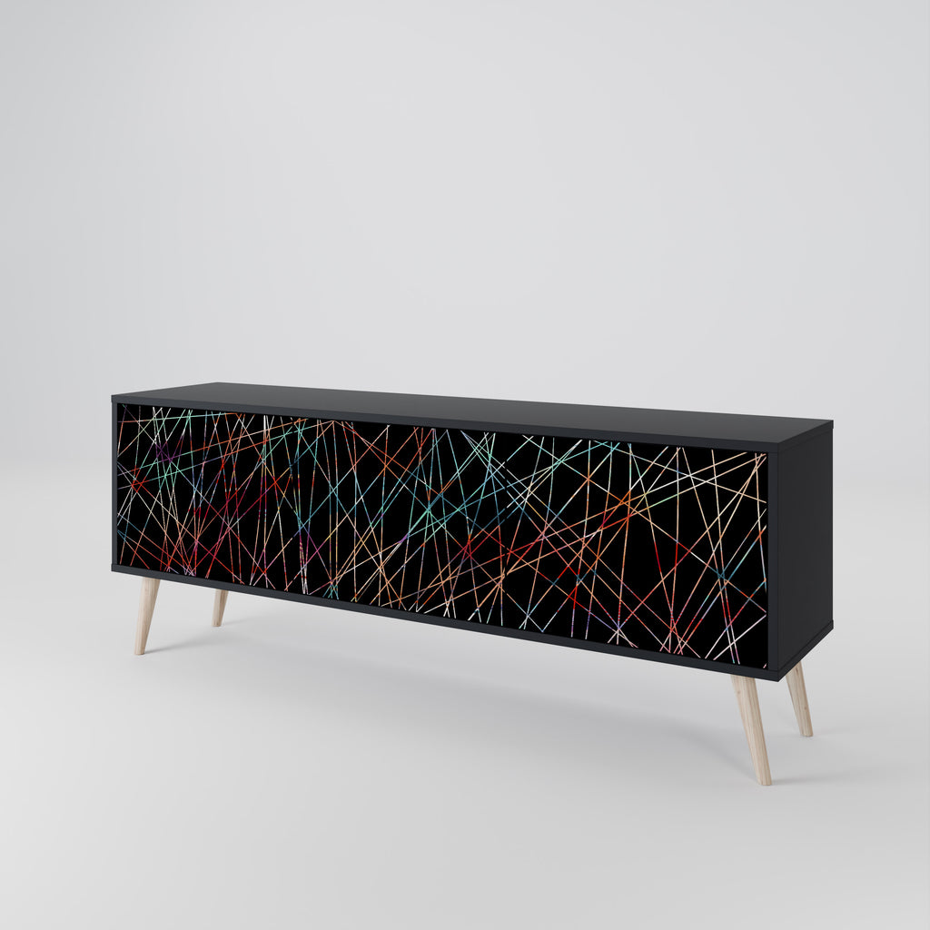 Mueble de TV de 3 puertas LUMINOUS SNARE con acabado negro