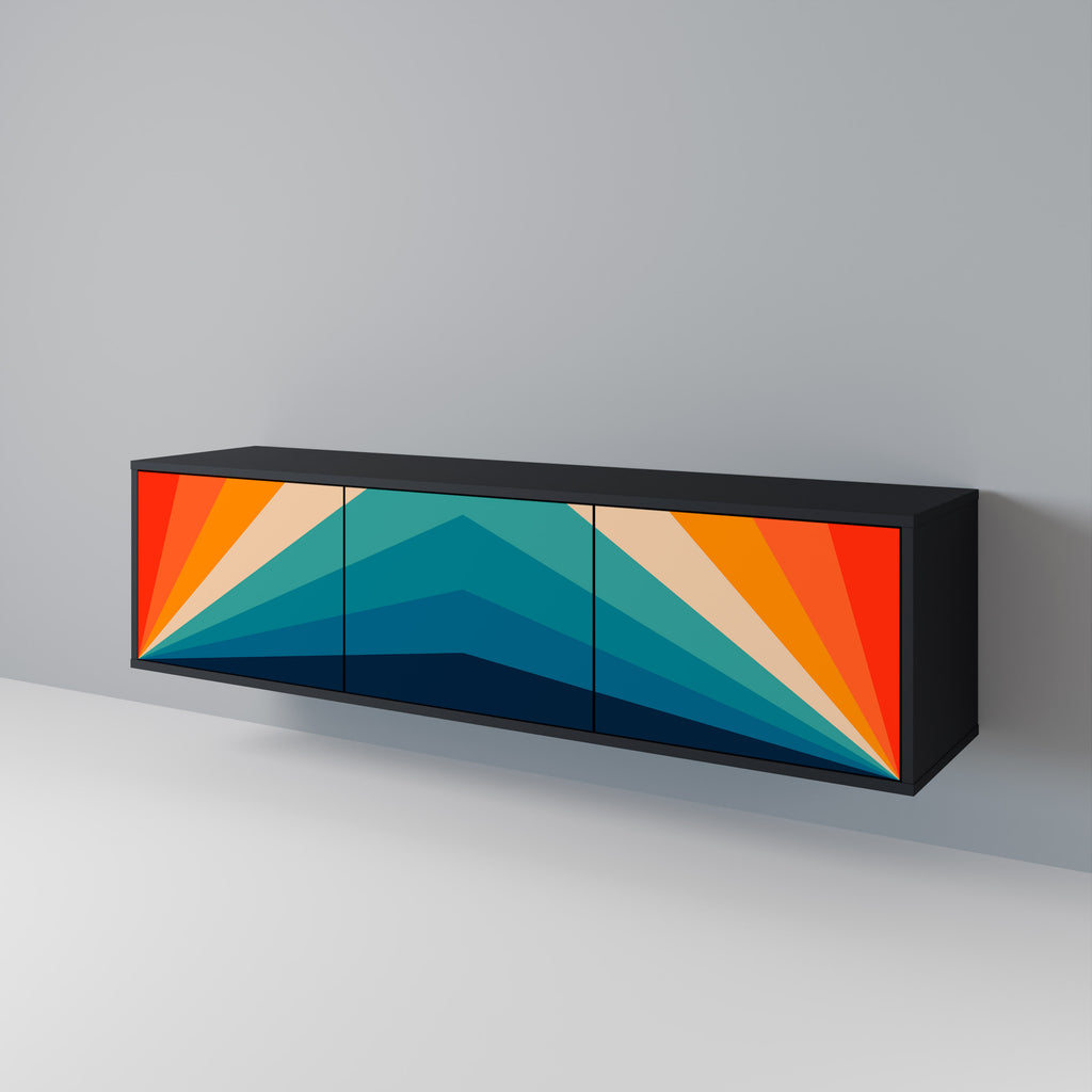 Mueble de TV PRISM CONCUSSION de 3 puertas con acabado negro