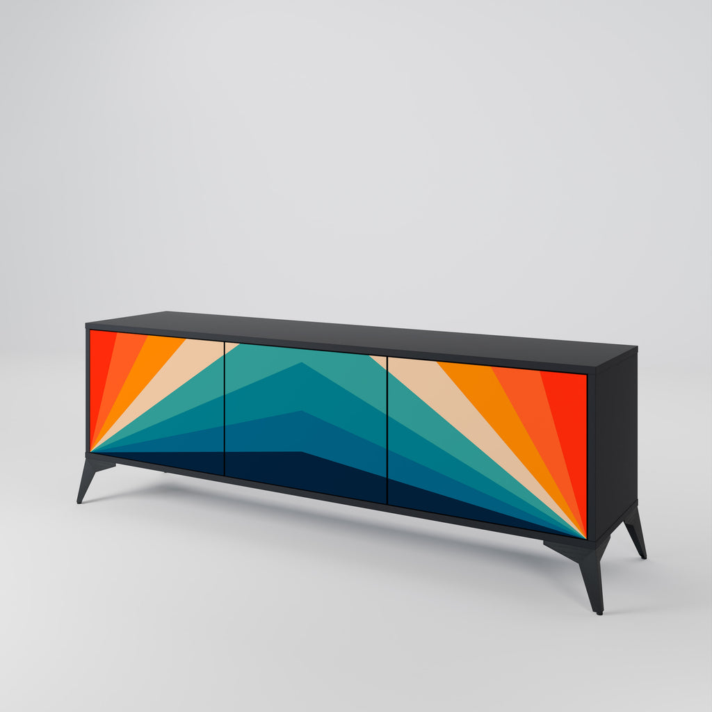 Mueble de TV PRISM CONCUSSION de 3 puertas con acabado negro
