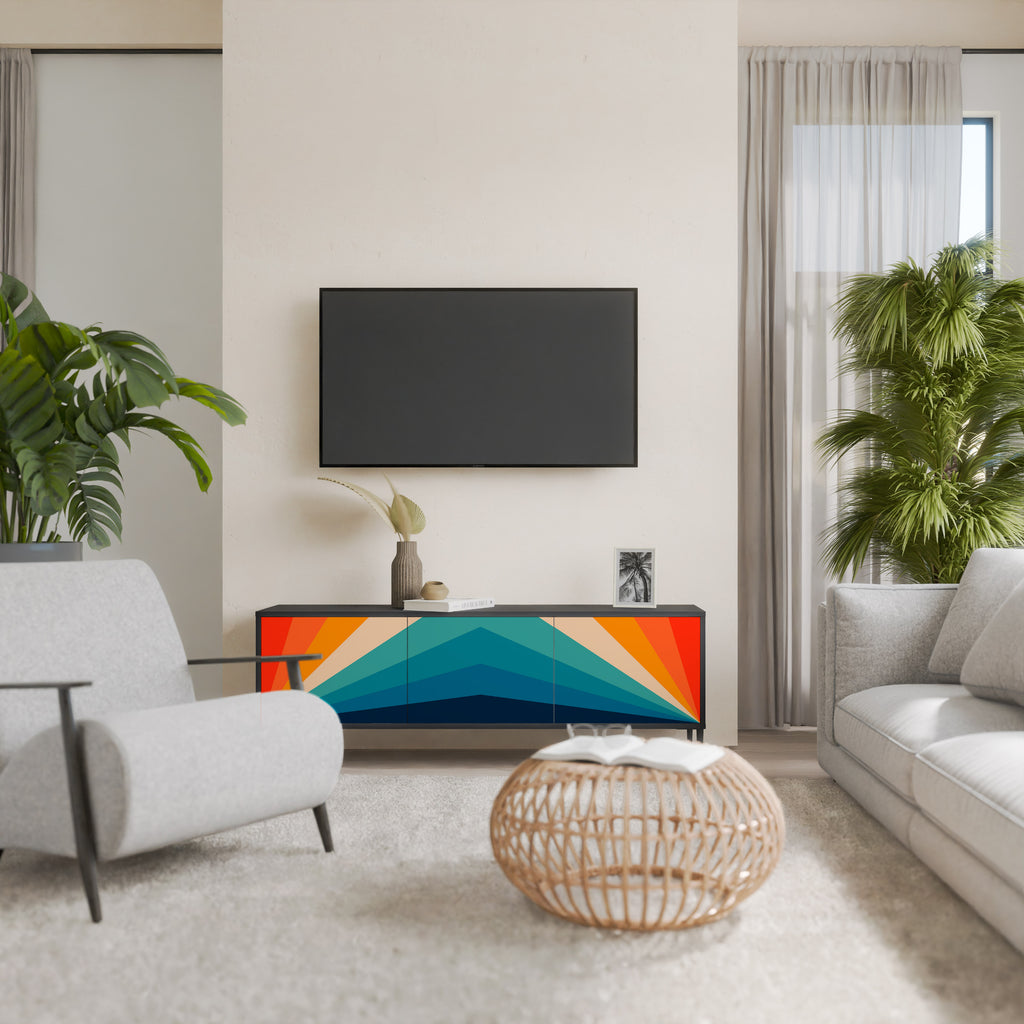 Mueble de TV PRISM CONCUSSION de 3 puertas con acabado negro