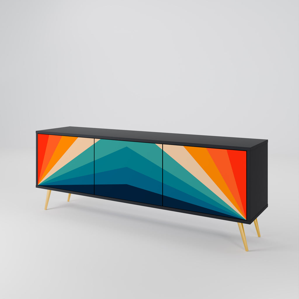 Mueble de TV PRISM CONCUSSION de 3 puertas con acabado negro