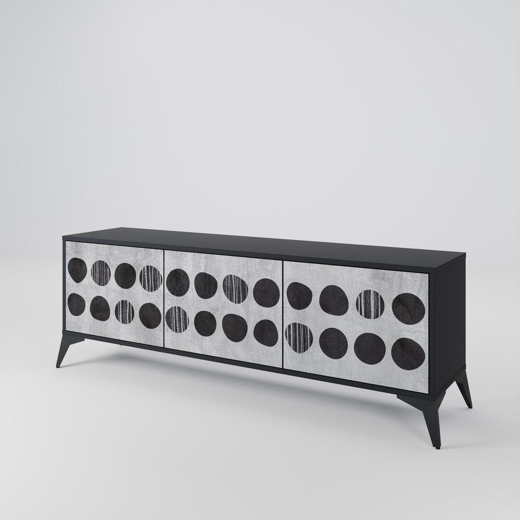 Mueble de TV de 3 puertas GHOSTLY GRADIENTS con acabado negro
