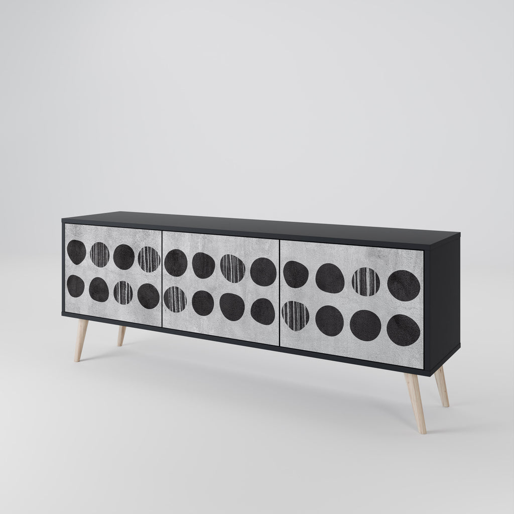 Mueble de TV de 3 puertas GHOSTLY GRADIENTS con acabado negro