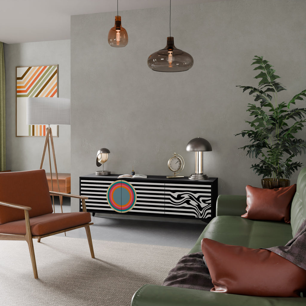 Mueble de TV de 3 puertas SPECTRA SHOWCASE con acabado negro