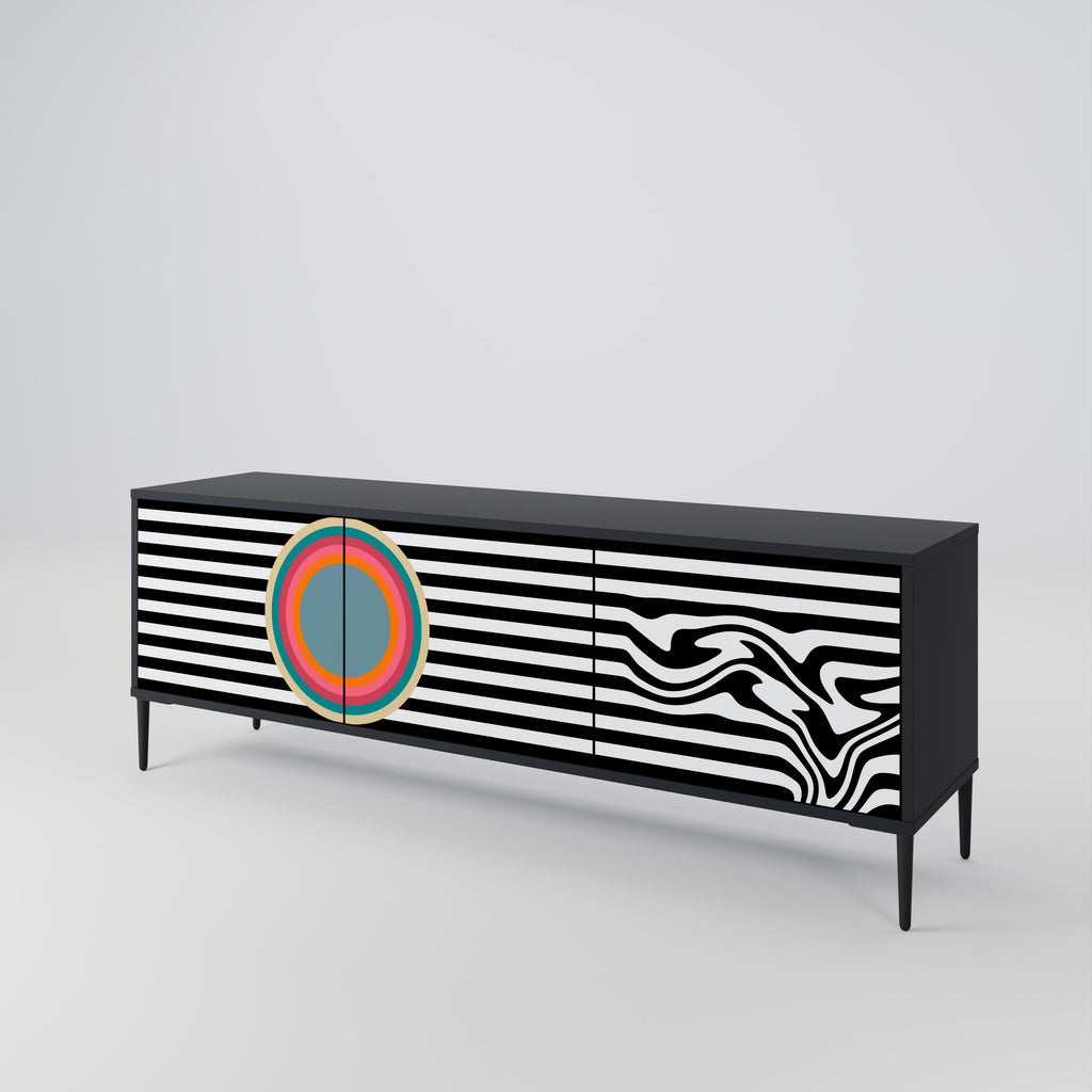 Mueble de TV de 3 puertas SPECTRA SHOWCASE con acabado negro