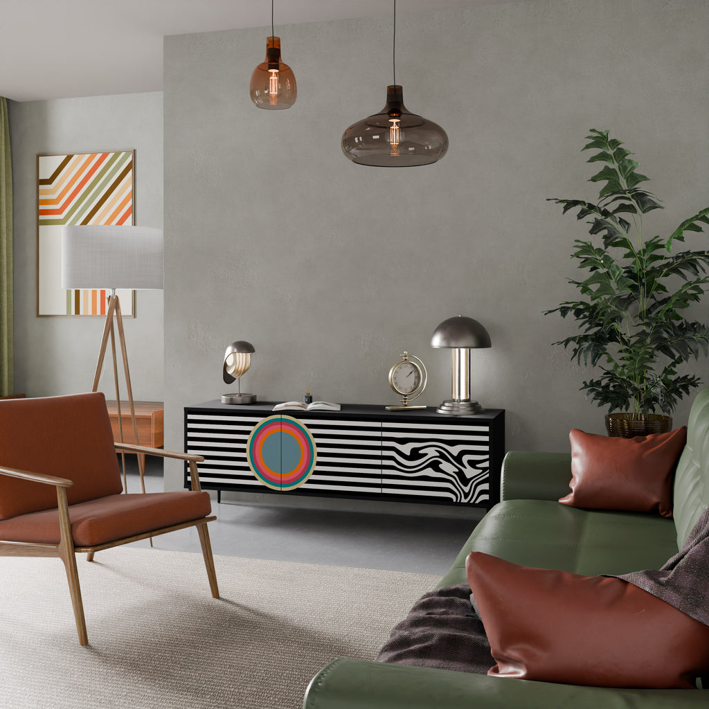 Mueble de TV de 3 puertas SPECTRA SHOWCASE con acabado negro