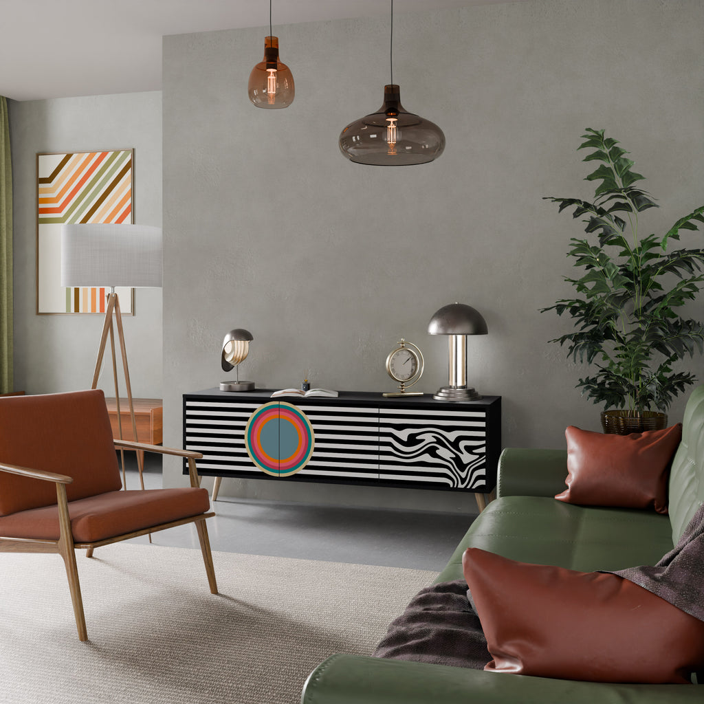 Mueble de TV de 3 puertas SPECTRA SHOWCASE con acabado negro