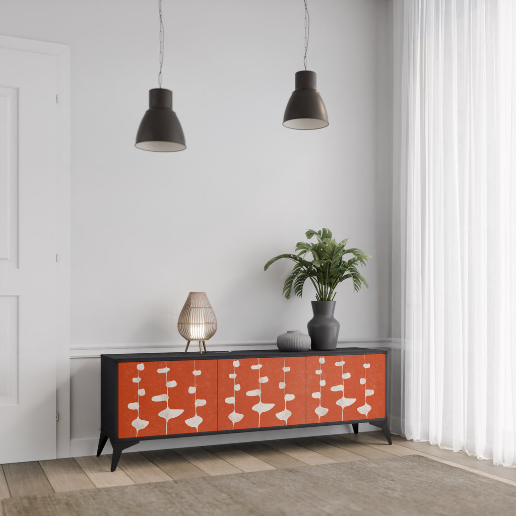 Mueble de TV de 3 puertas COURAGE MOLD con acabado negro