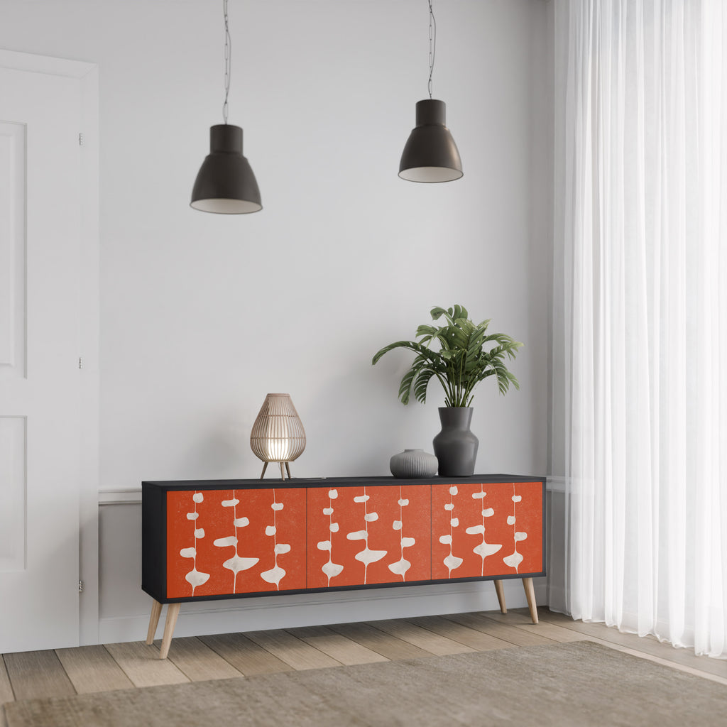 Mueble de TV de 3 puertas COURAGE MOLD con acabado negro