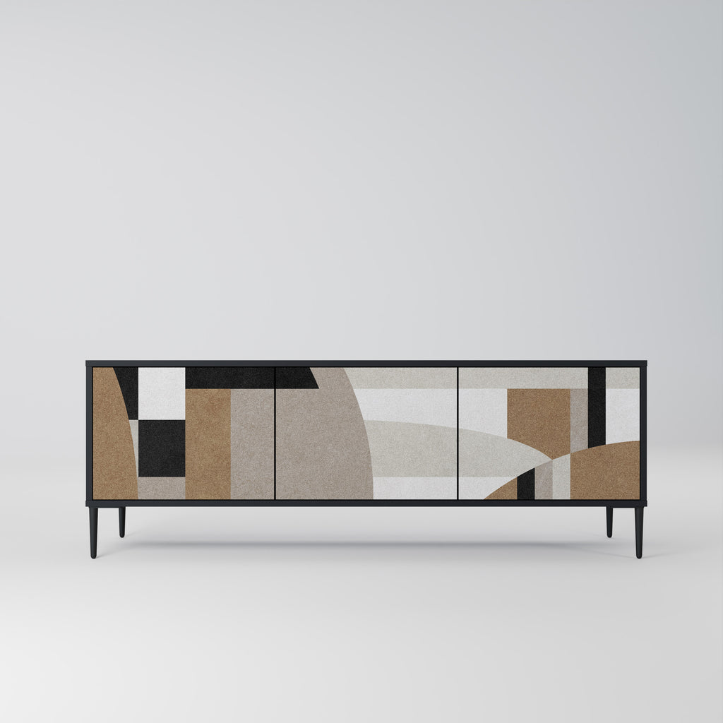 Mueble de TV DELICATE MEMENTO de 3 puertas con acabado negro