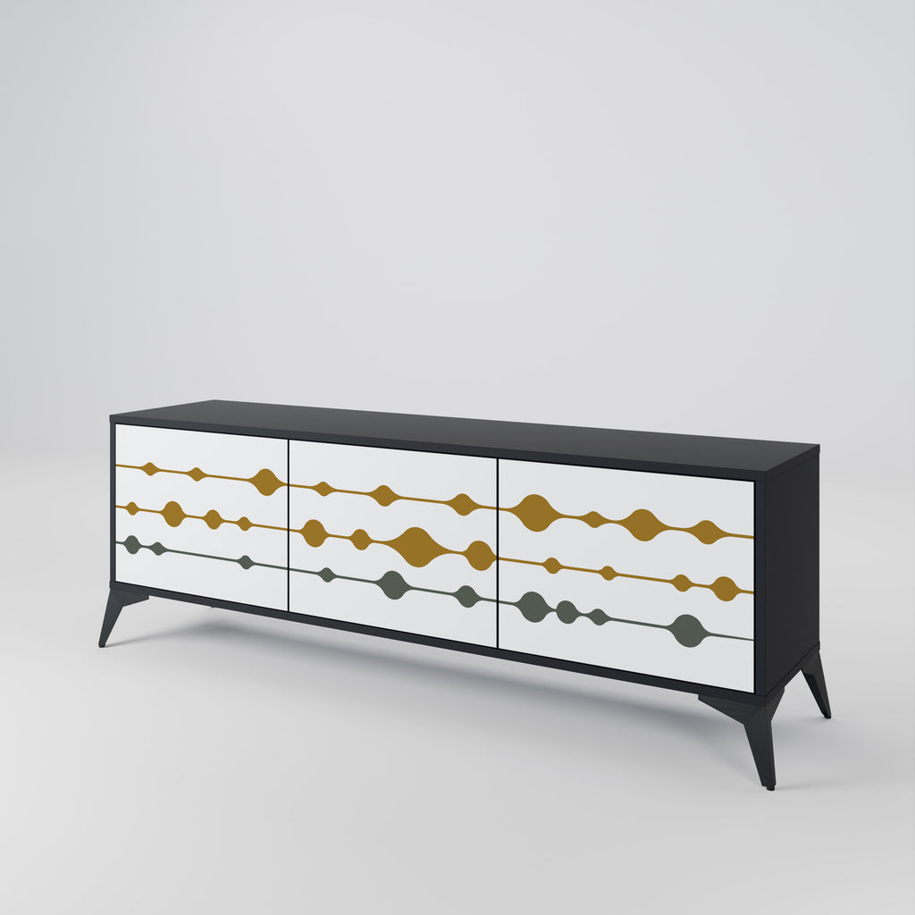 Mueble de TV de 3 puertas VIVID TONE con acabado negro