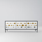 VIVID TONE Mueble de TV de 3 Puertas en Acabado Negro