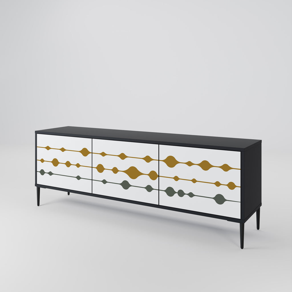 Mueble de TV de 3 puertas VIVID TONE con acabado negro