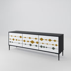 VIVID TONE Mueble de TV de 3 Puertas en Acabado Negro